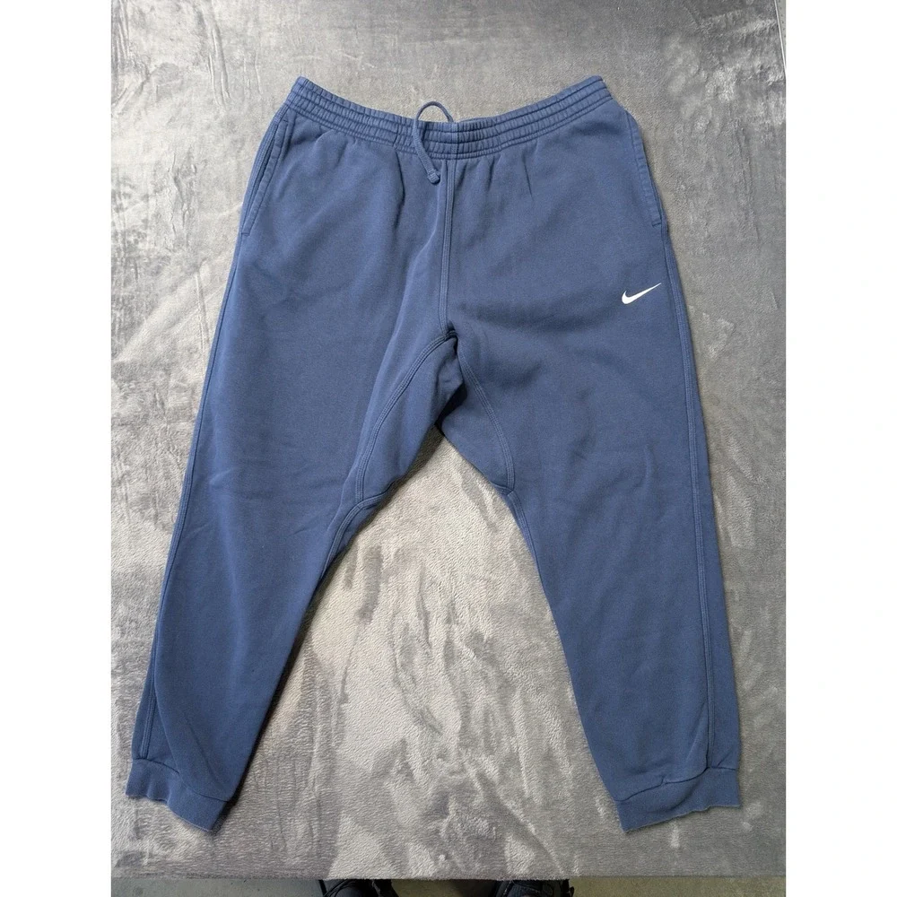 Nike Mens Club Fleece Jogger Sweatpants Blue XXL Embroidered Swoosh Pockets - Picture 2 of 7